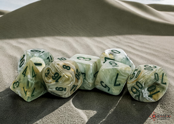 Chessex Marble Mega-hedral Green/dark green 7-Die Set CHX 22409