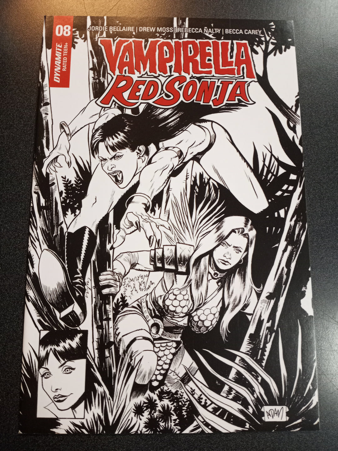 Vampirella Red Sonja #8 1:15 Gorham B&W Homage Variant