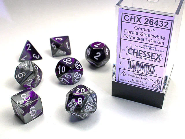 Purple-Steel/white Polyhedral 7-Die Set CHX 26432