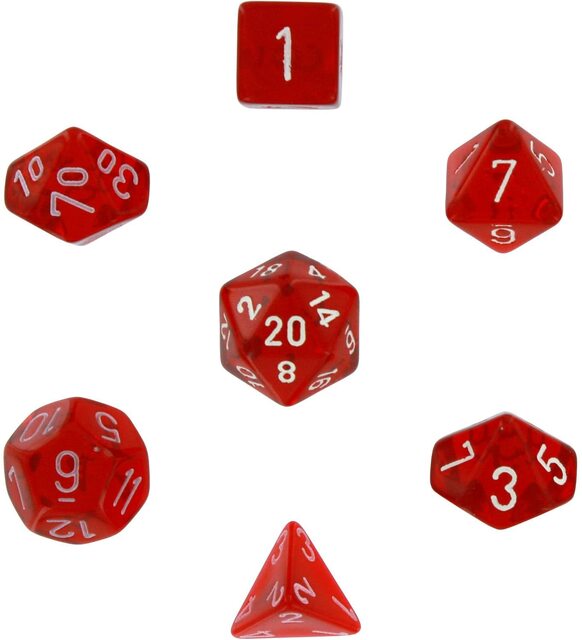 Mini Dice Translucent Red/White