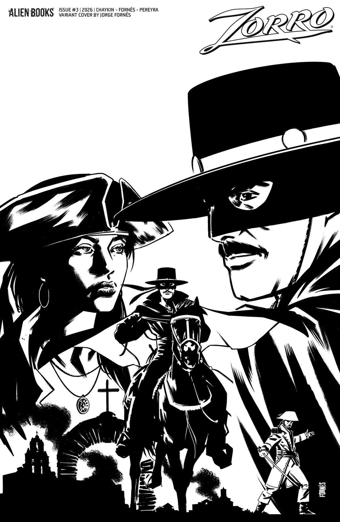 Zorro #3 Variant D (Fornés Black & White)