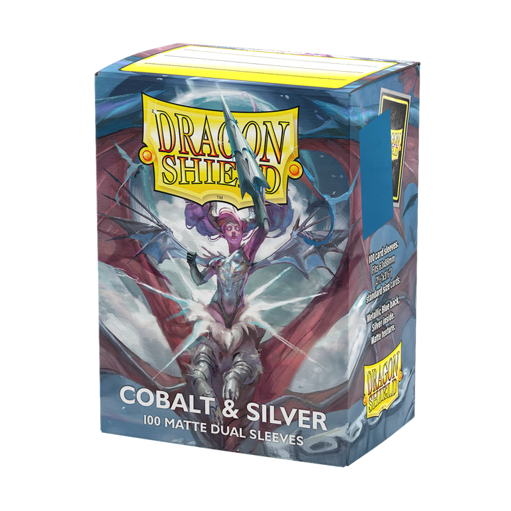Dragon Shield - Cobalt & Silver - Matte Dual Sleeves - Standard (100 Sleeves)