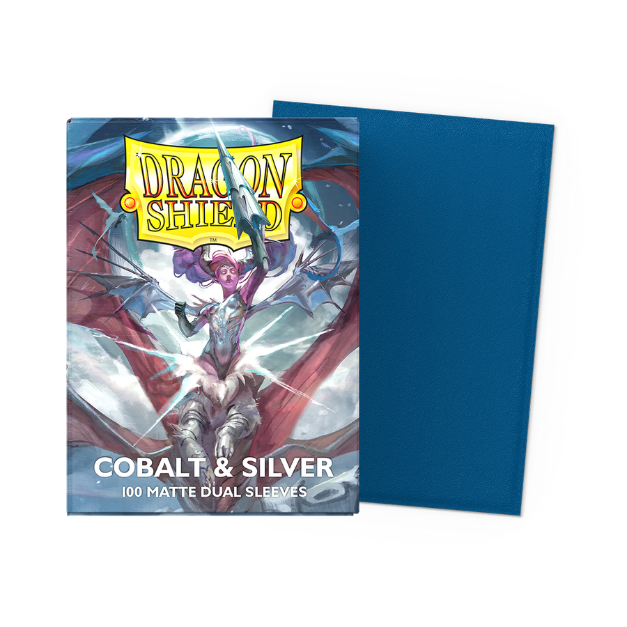 Dragon Shield - Cobalt & Silver - Matte Dual Sleeves - Standard (100 Sleeves)