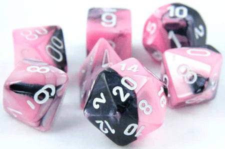Gemini Black-Pink/white Polyhedral 7-Die Set
