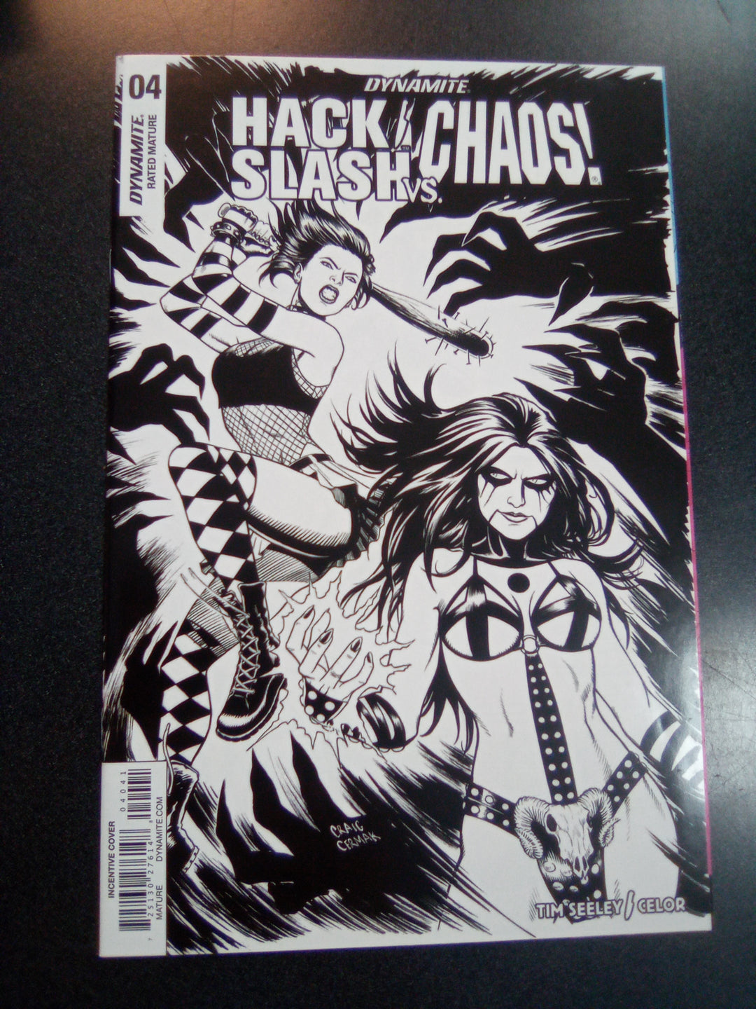 Hack Slash vs Chaos #4 1:10 Craig Cermak B&W Variant