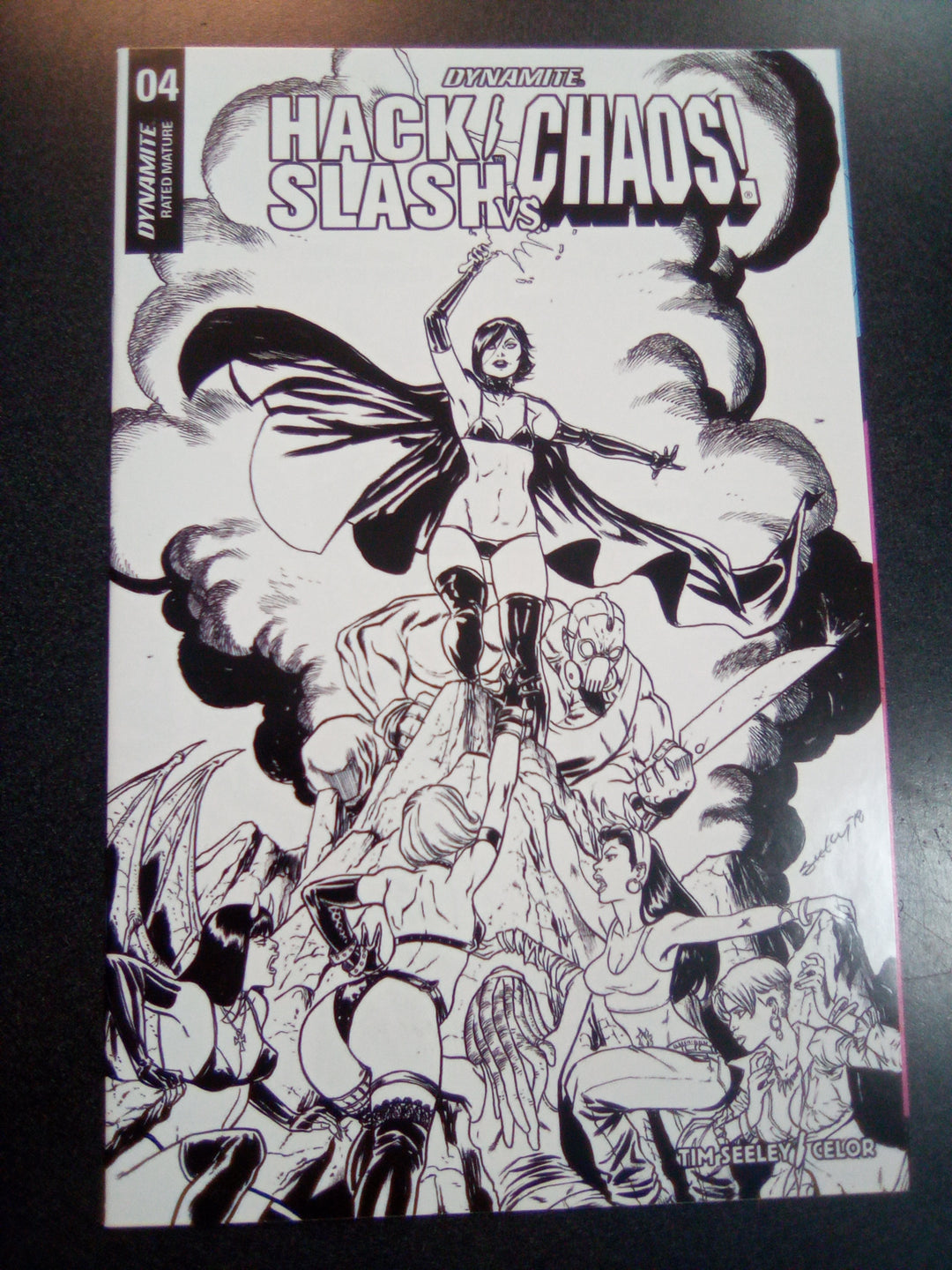 Hack Slash vs Chaos #4 1:25 Tim Seeley B&W Variant
