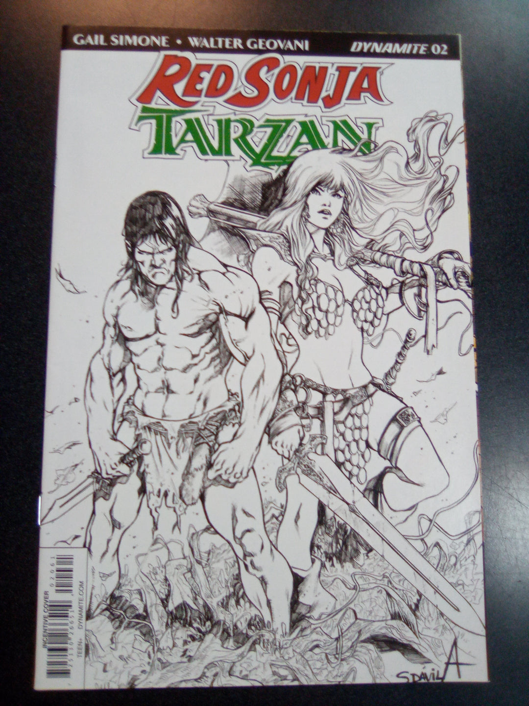 Red Sonja Tarzan #2 1:20 Sergio Davila B&W Variant