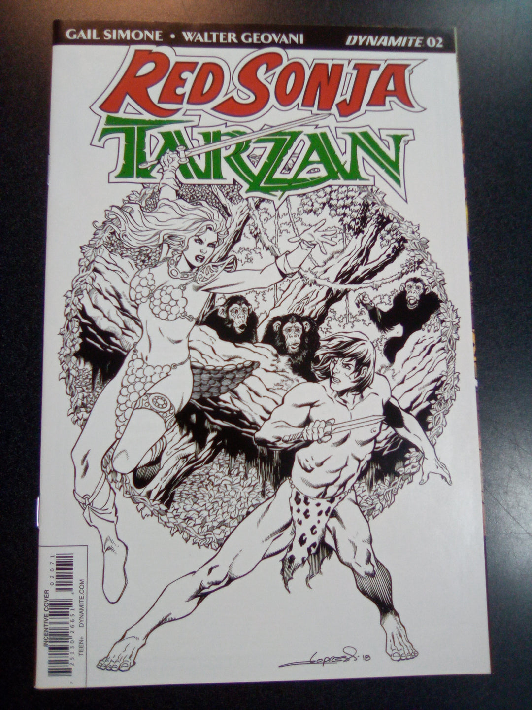 Red Sonja Tarzan #2 1:30 Aaron Lopresti B&W Variant