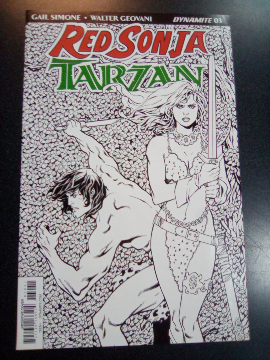 Red Sonja Tarzan #3 1:30 Aaron Lopresti B&W Variant