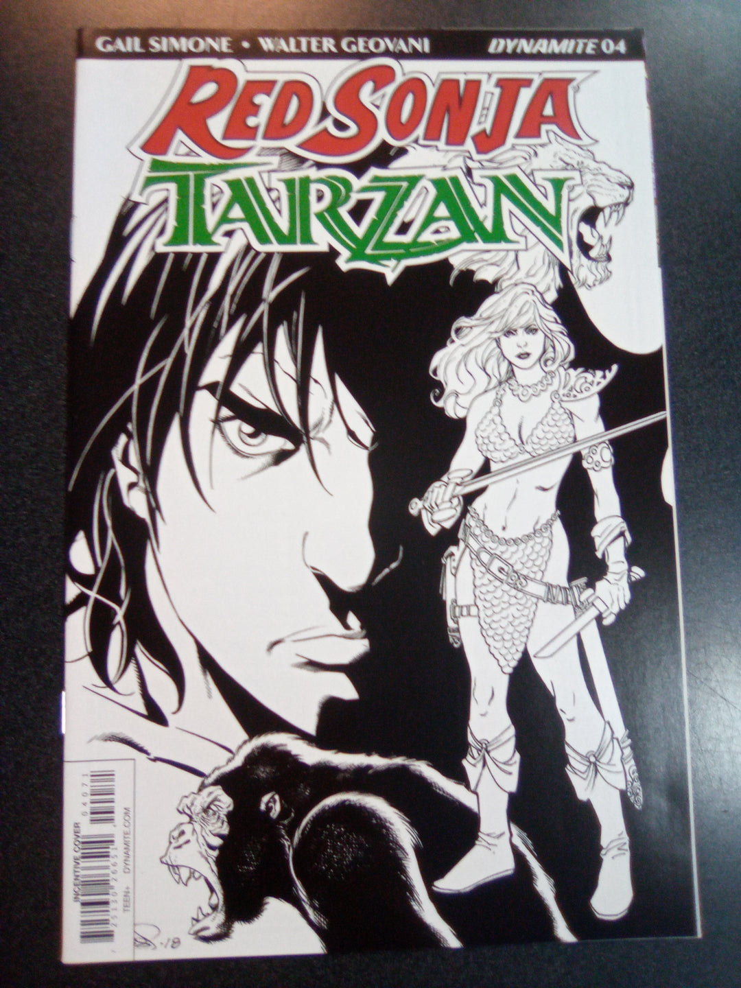 Red Sonja Tarzan #4 1:30 Aaron Lopresti B&W Variant