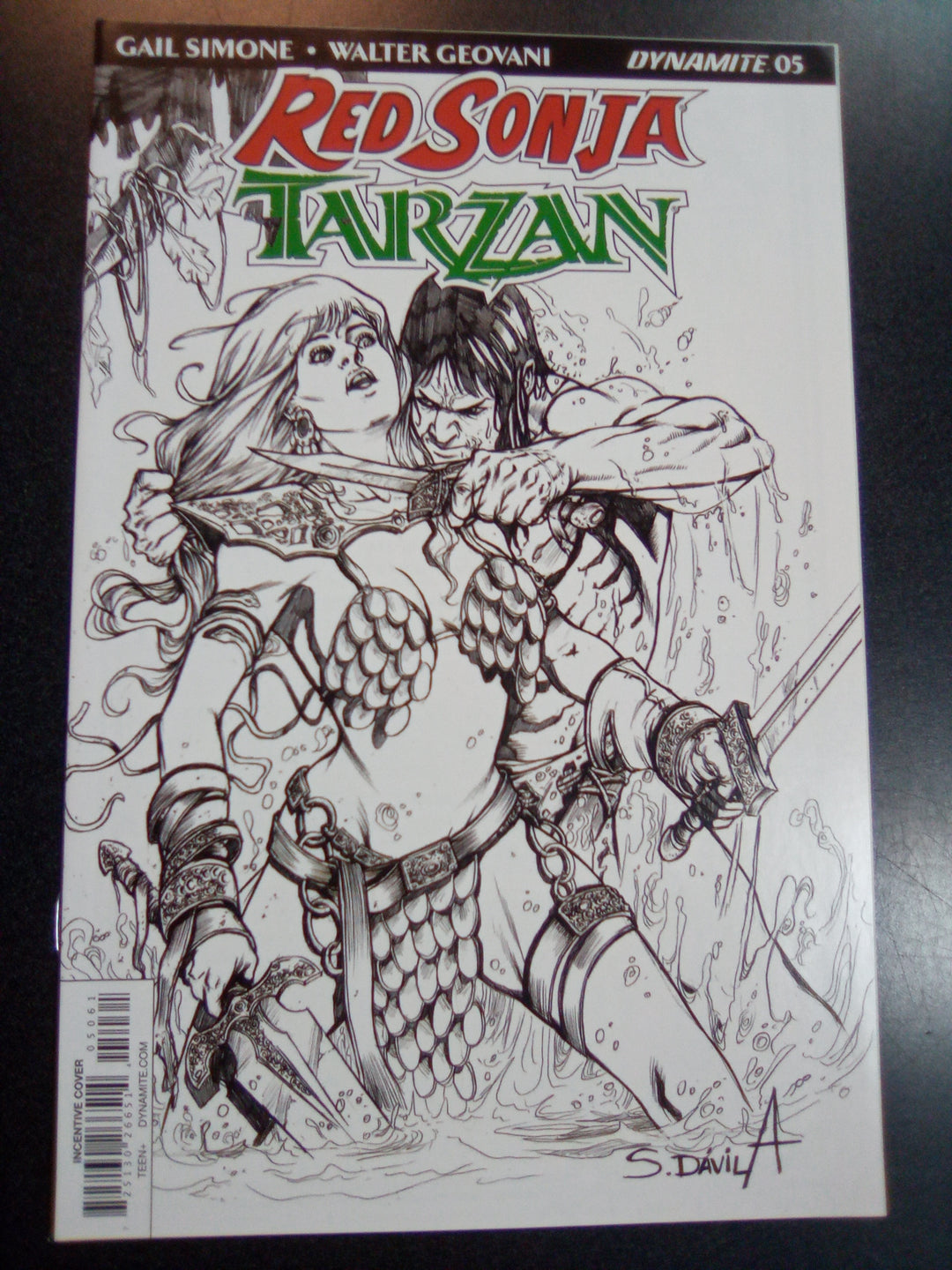 Red Sonja Tarzan #5 1:20 Sergio Davila B&W Variant