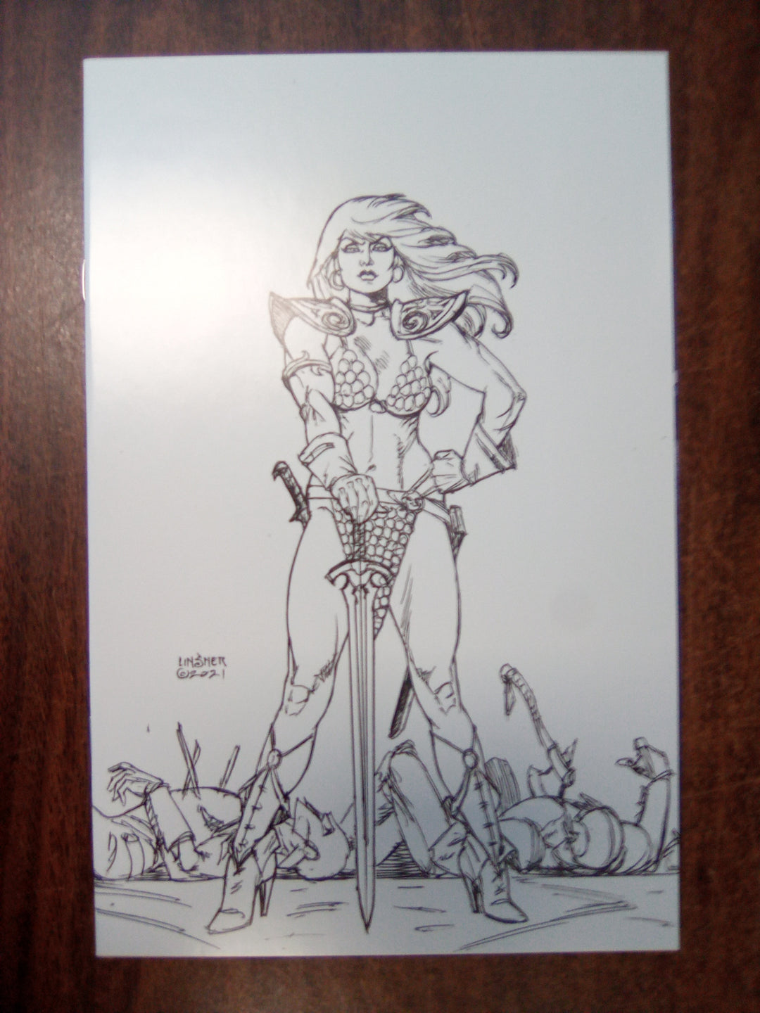 Invincible Red Sonja #1 1:50 Linsner Line Art Virgin Variant