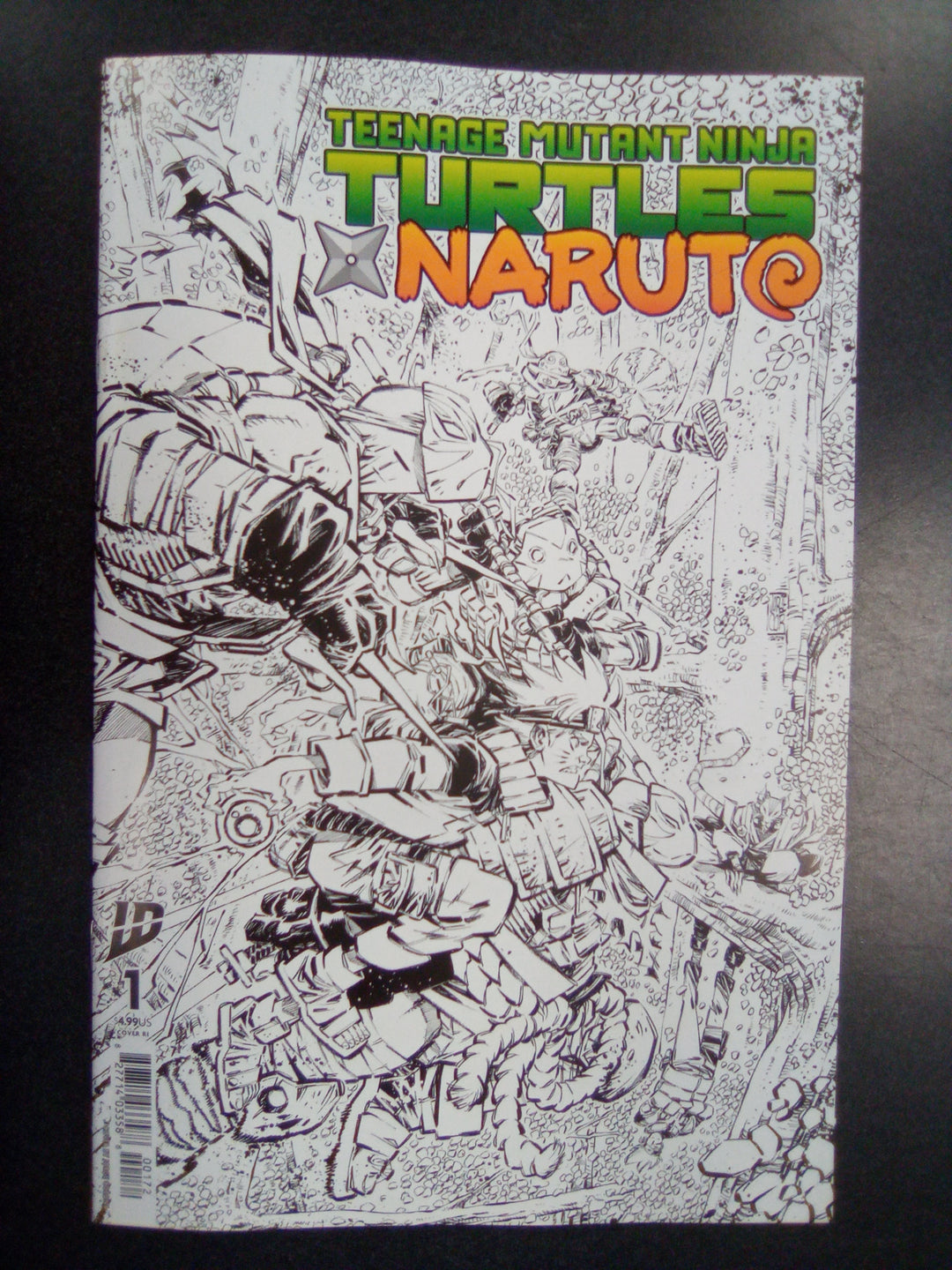 Teenage Mutant Ninja Turtles X Naruto #1 2nd Print 1:10 Corona Black & White Variant