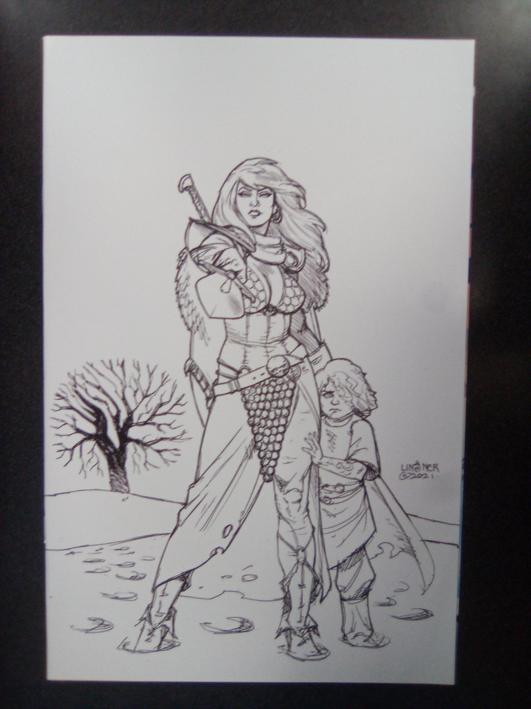 Red Sonja #1 (2021) 1:50 Linsner B&W Virgin Variant