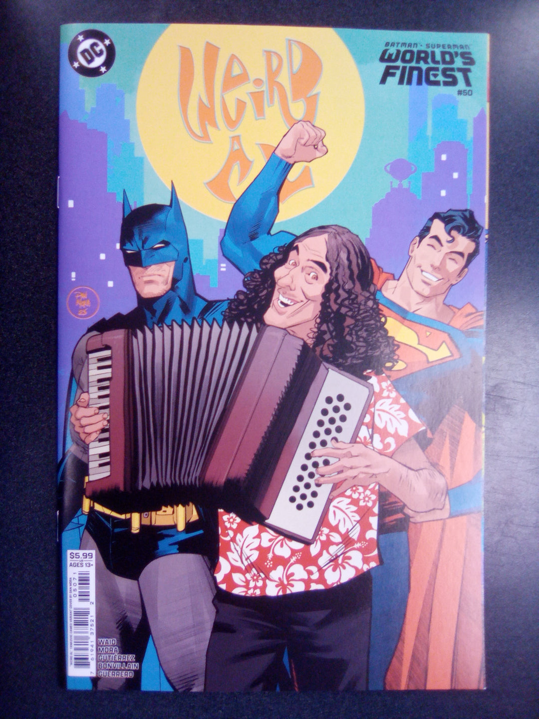 Batman Superman Worlds Finest #50 Cover G Dan Mora Weird Al Yankovic Cameo Card Stock Variant