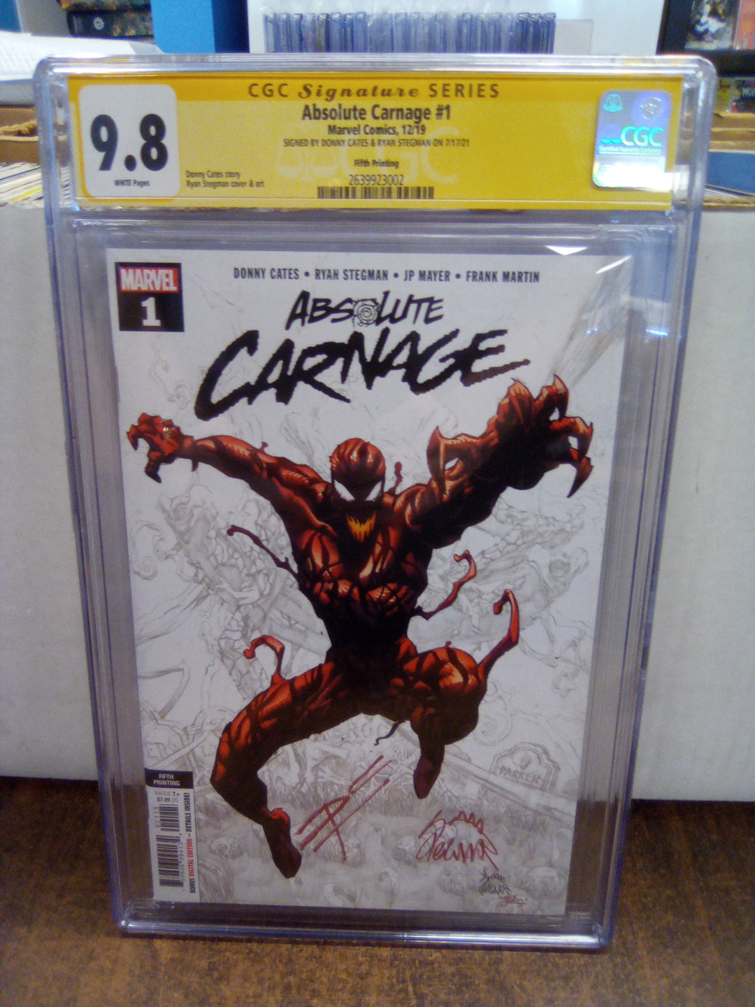 Absolute Carnage #1 (2019) Fifth Print CGC 9.8 Signed by Donny Cates & Ryan Stegman