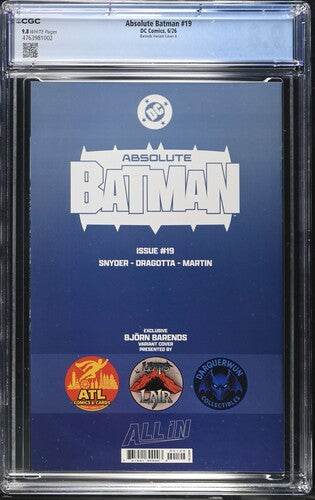 Absolute Batman #19 (2026) Barends Variant A CGC 9.8