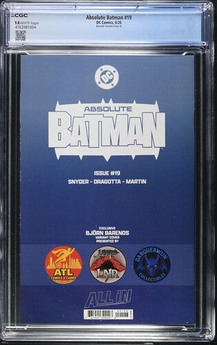 Absolute Batman #19 (2026) Barends Variant B CGC 9.8