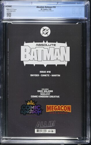 Absolute Batman #18 (2026) Dave Wilkins Variant B CGC 9.8