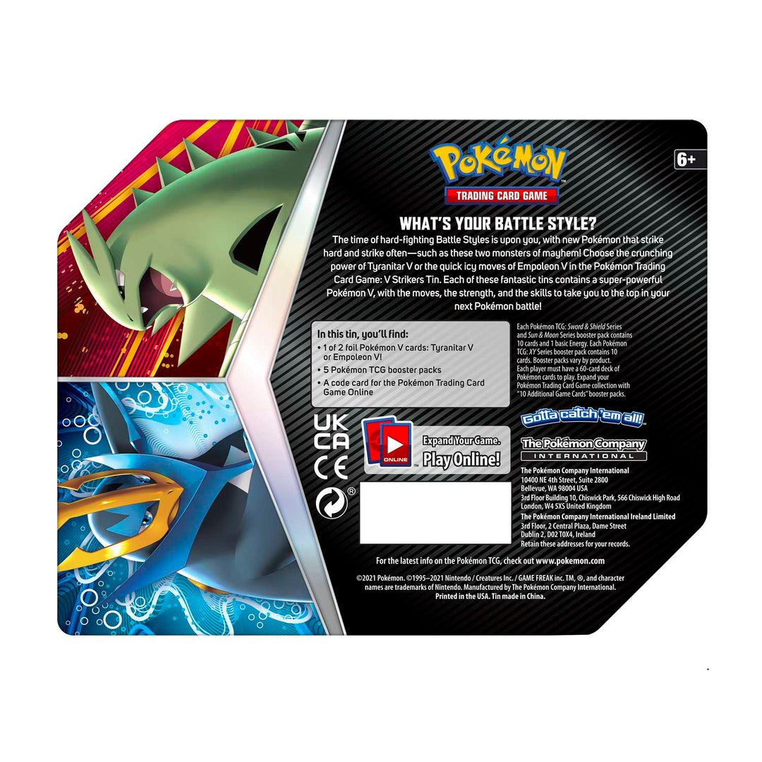 Sword & Shield: Battle Styles - V Strikers Tin (Tyranitar V or Empoleon V)