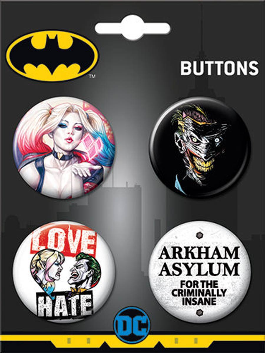 DC Harley and Joker 4 Button Set