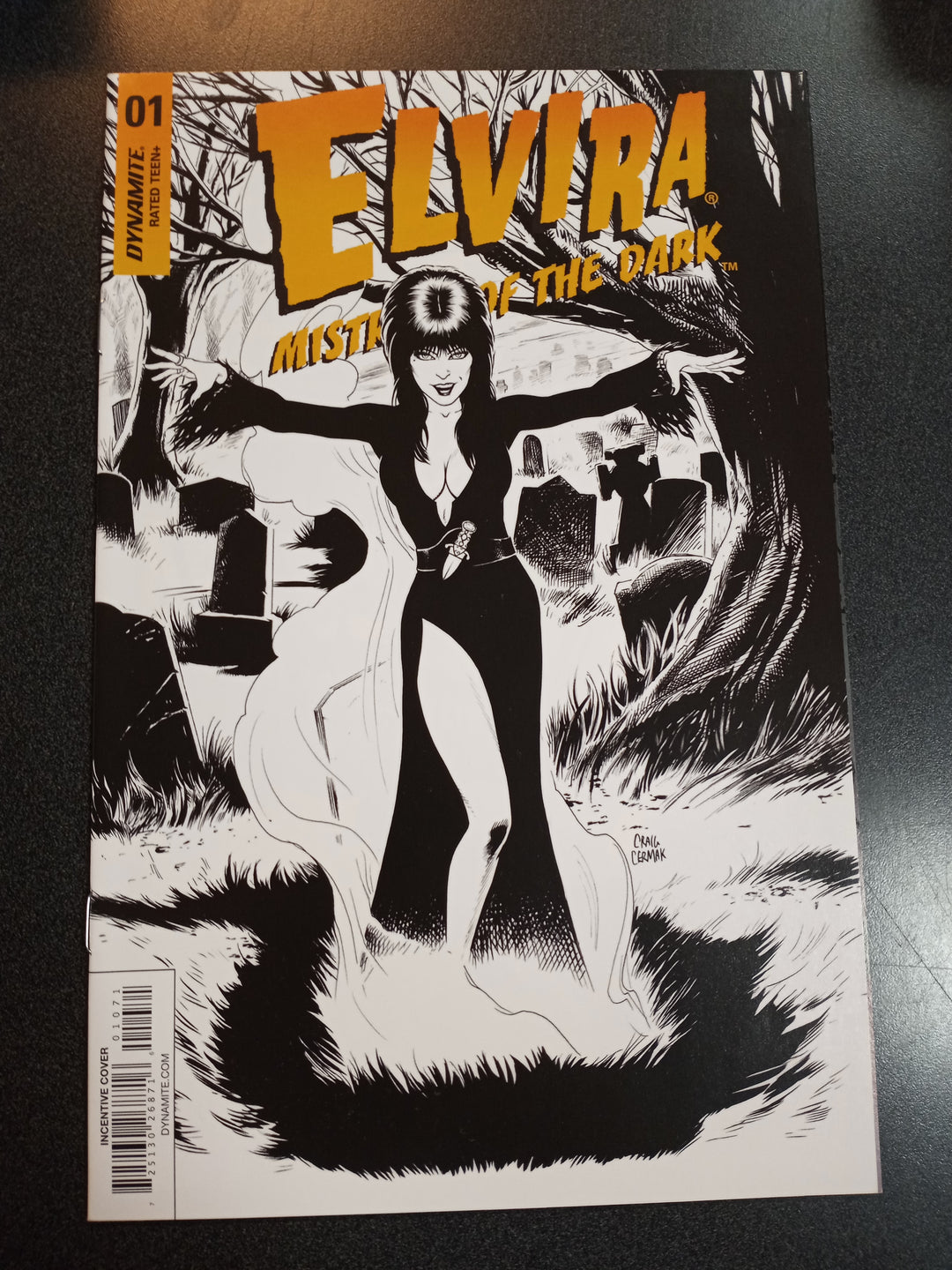 Elvira Mistress of the Dark #1 1:10 Cermak B&W Variant