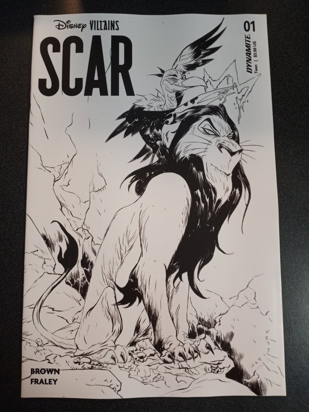 Disney Villains Scar #1 Cover Zb Foc 10 Copy Jae Lee Black & White Variant Edition