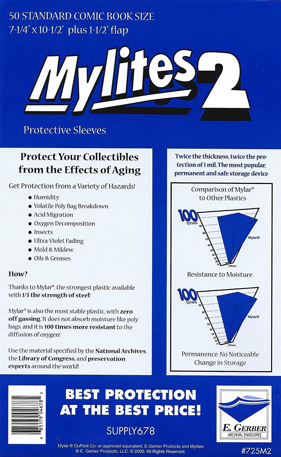 Mylites2: Standard Comic Book Sleeves Mylar