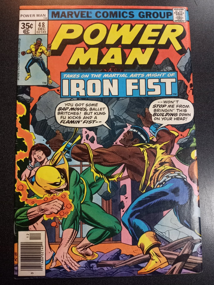 Power Man #48 (Newsstand) VF- First meeting with Iron Fist