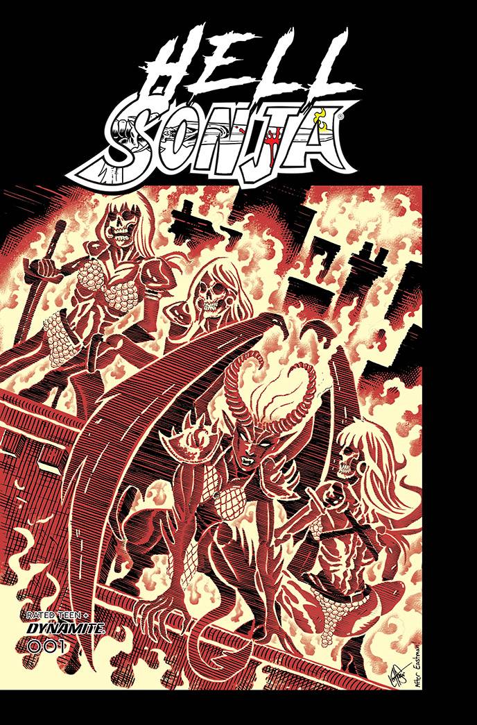 Hell Sonja #1 Cover P Foc Teenage Mutant Ninja Turtles Homage Haeser Original